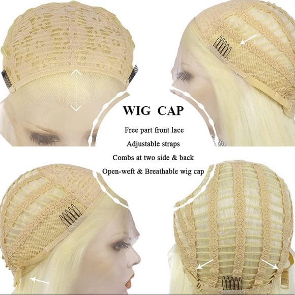 💕26” PLATINUM BLONDE BODY WAVY CURLY LACE FRONT WIG 💕 NWT - Picture 4 of 5